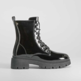 Botín Militar Charol Negro NYC Mujer | Estilo Urbano con Carácter