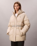 Calvin Klein Abrigo Acolchado de Mujer con Capucha y Cinturón
