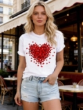 Camiseta mujer manga corta corazones – cómoda, elástica y de estilo casual