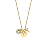 Cadena Esprit de plata chapada en oro para mujer — triple colgante con circonitas