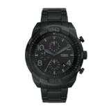 Fossil Cronógrafo Hombre Bronson Acero Inoxidable Negro + Estuche de Terciopelo Regalo