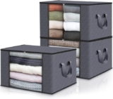 EDIHOME Cajas Almacenaje Ropa – Pack 3 Cajas Organizadoras con Asas Reforzadas