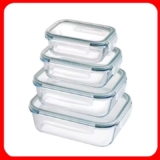 Fiambreras de vidrio borosilicato – Juego 4 piezas de cristal (200/370/640/1000 ml) | Aptas para microondas