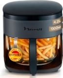 Freidora de aire Narvi 4,2L cristal – 1300W, 360° y hasta 260°C