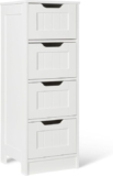 Gabinete de Almacenamiento para Baño Amazon Basics con 4 Cajones (Blanco, 30x30x82 cm)