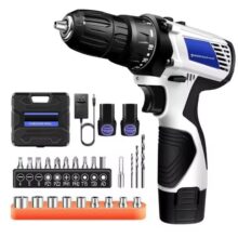 Kit de Taladro Inalámbrico con batería, 2 en 1 destornillador eléctrico, doble velocidad, 1400RPM
