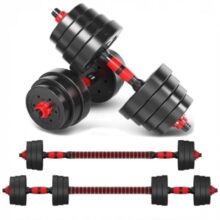 Mancuernas ajustables 2 en 1 – 10–30kg – kit con barra para entrenar en casa