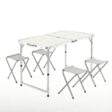 Mesa de camping plegable con 4 taburetes – altura regulable y diseño maletín