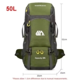 Mochila de viaje 50L – Impermeable, para senderismo, camping y deportes al aire libre