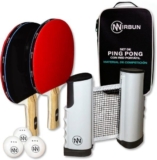 NIRBUN Set de Ping Pong con Red, Palas Profesionales y Pelotas 3
