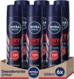 NIVEA MEN Dry Impact Spray – Pack 6×200 ml, Antitranspirante 72h para Hombre