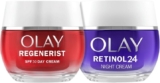 Olay Regenerist SPF30 + Olay Retinol24 – Pack 2 Cremas Faciales Día y Noche Antiarrugas 50 ml