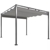 Pérgola de Jardín Outsunny 3×3 m con Techo Retráctil y Cierre Magnético