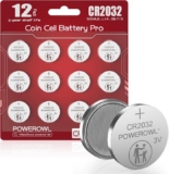 POWEROWL CR2032 pilas de botón 3V – pack 12 unidades larga duración
