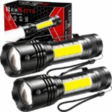 Pack de 2 Linternas LED Súper Brillantes de 2000 Lúmenes con Luz COB Lateral