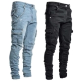 Pantalones Vaqueros Cargo Hombre – Multibolsillos, Elásticos y Casual