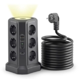 Torre Multiprotectora 4000W – 12 Tomas + 4 USB, Protección Sobretensiones y Cable 1,8 m