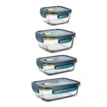 Set de 4 Recipientes Herméticos de Vidrio Quid Astral Azul