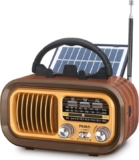 Radio Retro Portátil PRUNUS J-150 (AM/FM/SW, Bluetooth, USB/TF y Panel Solar)