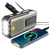 Radio meteorológica de emergencia solar con manivela y linterna