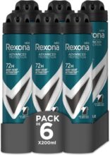 Rexona Desodorante 72h Invisible Black & White (Pack de 6 x 200ml)