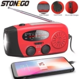 STONEGO Radio de Emergencia Solar y Manivela | Linterna LED, Power Bank 2000mAh