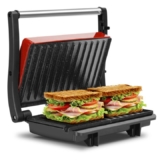 Aigostar Grill Eléctrico 1000W – Sandwicheras y Panini con Apertura 180º y Placas Antiadherentes