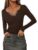Totatuit – Camiseta Mujer Manga Larga Cuello en V, Ajustada y Sexy