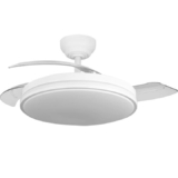Ventilador de techo LED White 107 cm – aspas retráctiles, motor DC y mando
