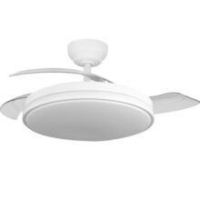 Ventilador de techo LED White 107 cm – aspas retráctiles, motor DC y mando