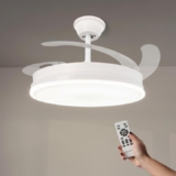 Ventilador de techo LED Mimotec White Olga – Silencioso con aspas retráctiles