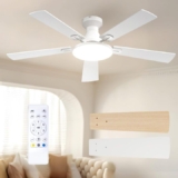 Ventilador de techo Passky 132cm con luz LED – silencioso, 6 velocidades y modo verano/invierno