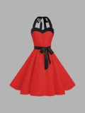 Vestido Vintage Halter con Lunares – Elegancia retro para cualquier ocasión