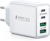 Cargador USB C 40W con 4 Puertos (2 USB-C + 2 USB-A) – Carga Rápida PD y QC para iPhone, iPad y Android