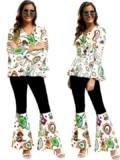 Disfraz Hippie Disco 70’s Mujer – Conjunto 3 piezas con diadema naranja