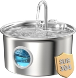 Fuente para Gatos Acero Inoxidable 2.6L – Bebedero Automático Ultra Silencioso con Filtración