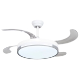 Ventilador de techo con luz LED 36W Blanco, aspas retráctiles, 6 velocidades y control remoto