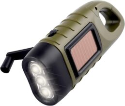 Linterna LED Solar con Manivela | Carga Manual y Solar