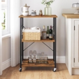 Carrito de cocina VASAGLE de 3 niveles con ruedas – Estantería multiusos para microondas, horno y accesorios