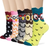 Calcetines de Algodón Suaves para Mujer – Pack de 5/6 Pares con Diseño de Gato y Perro, Talla Única,
