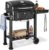 tectake Barbacoa de carbón con tapa y termómetro – BBQ con ruedas, ahumador y bandeja regulable